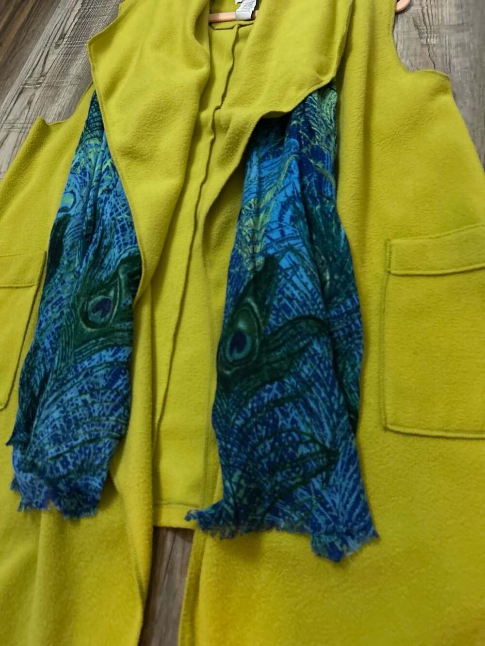 Le Moda lime green Fleece Open Front Vest - Picture 2 of 6